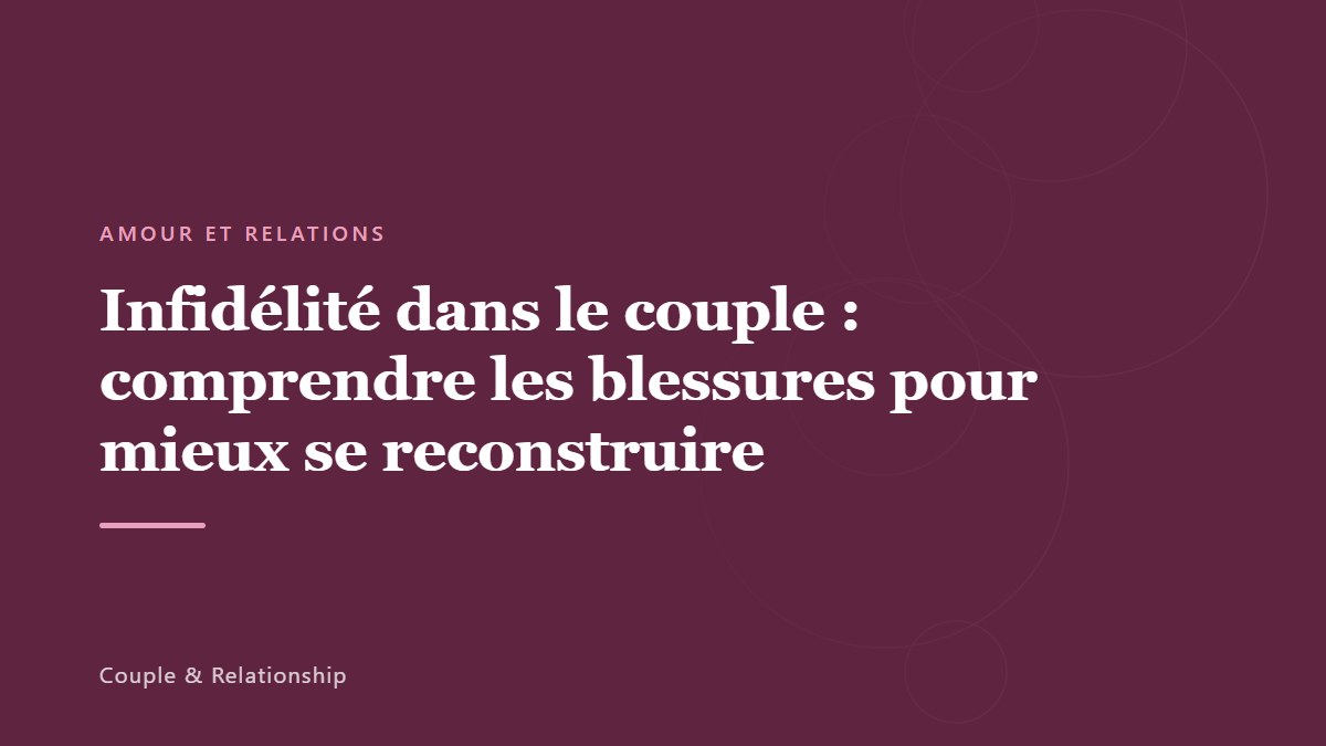 Infidélité dans le couple : comprendre les blessures pour mieux se reconstruire